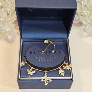 Brilliance 18kt Gold Flash Plated Kohls Crystal Adjustable Slide Charm Bracelet